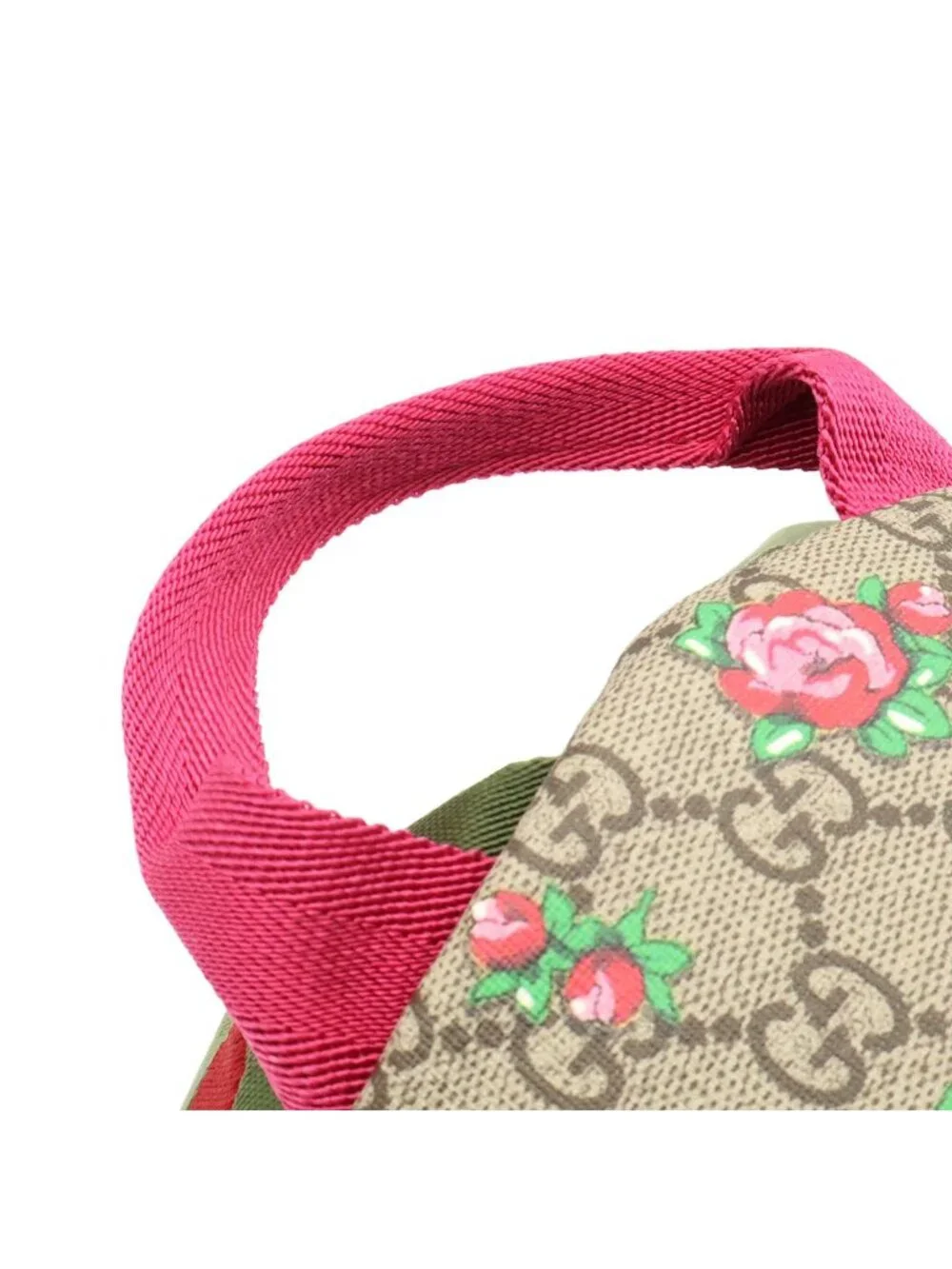 Gucci Children's GG Supreme Backpack Rose Print Floral Pattern Heart Leather